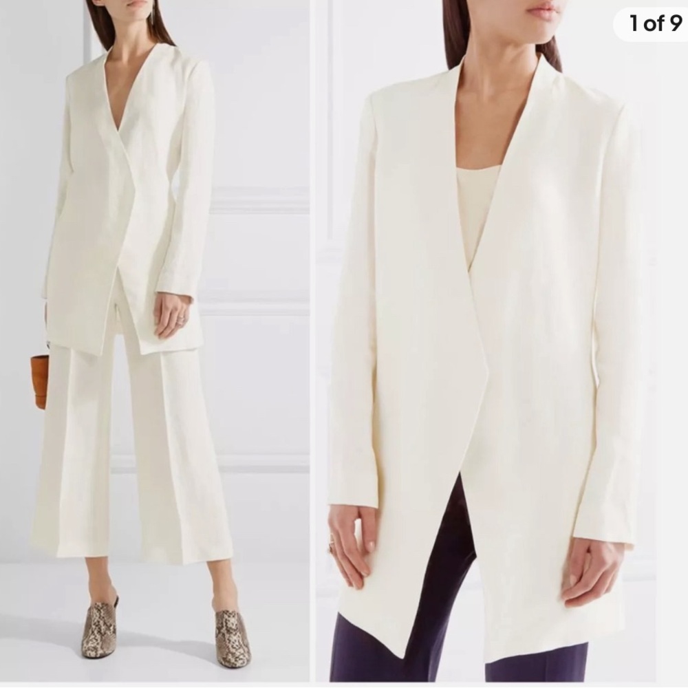 Theory Winola Linen Drape Blazer White. Size 4.